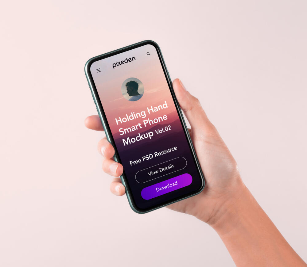 Psd Hand Holding Phone Mockup