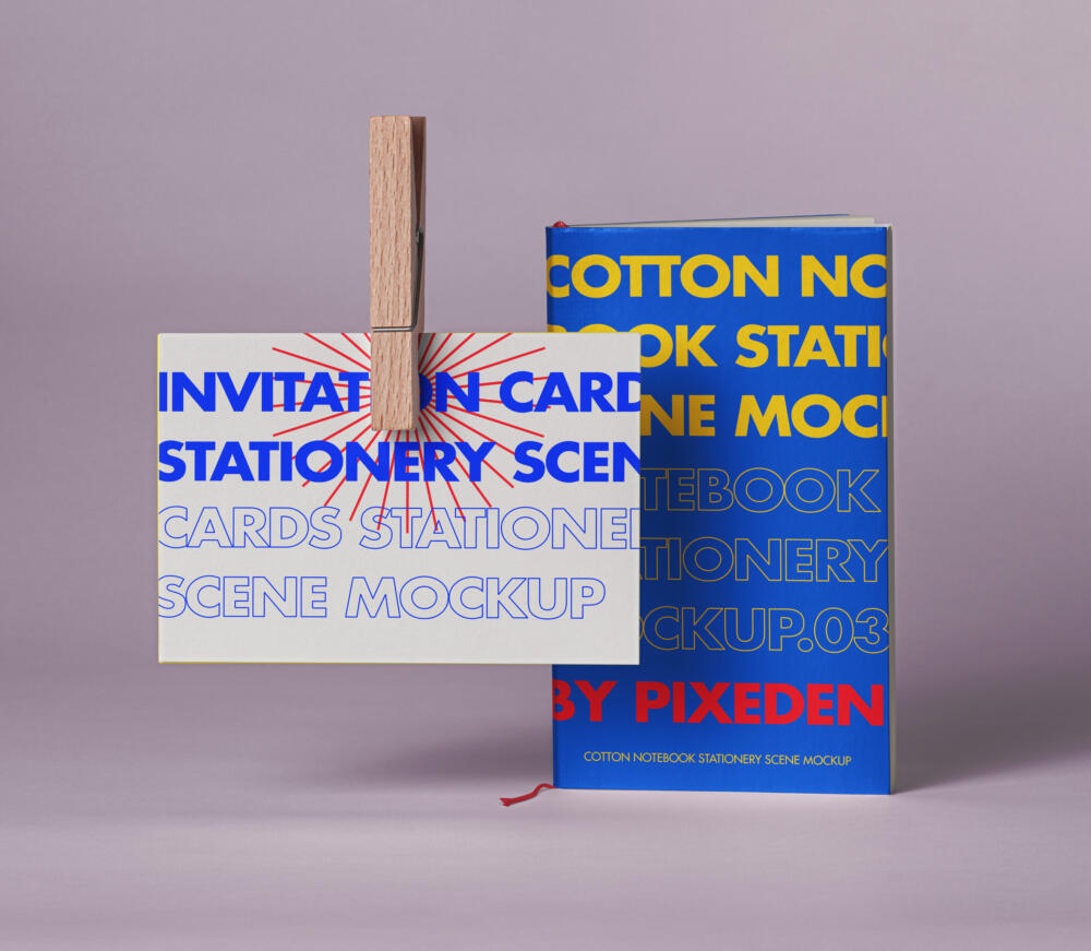 Psd Notebook Card Mockup Scene