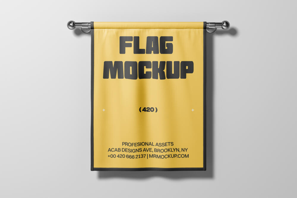 Rectangle Pennant Flag Mockup
