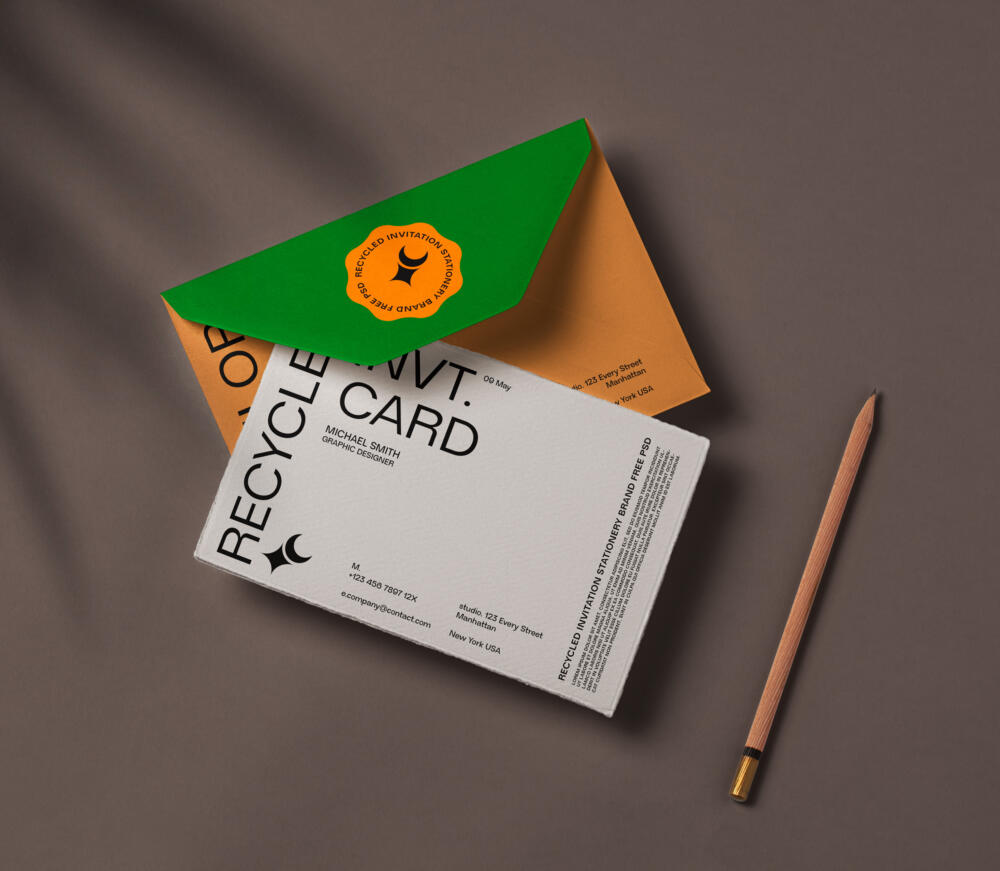 Recycled Branding Psd Invitation Card Mockup
