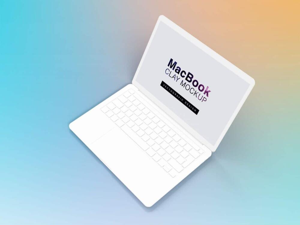 Right Top View Laptop Macbook Clay Mockups