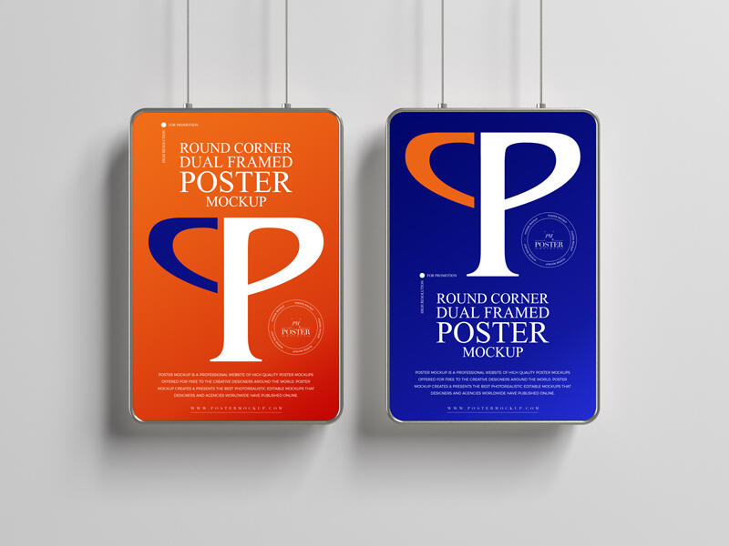 Round Corner Dual Framed Poster Mockup