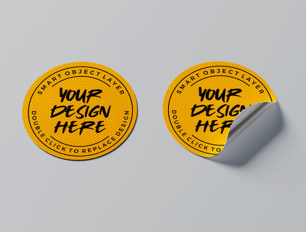 Square Sticker On Paper Bag Mockup