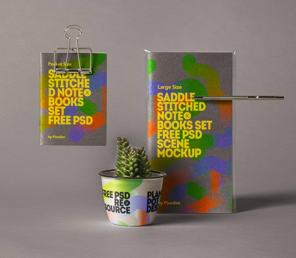 Saddle Notebook Psd Mockup Scene