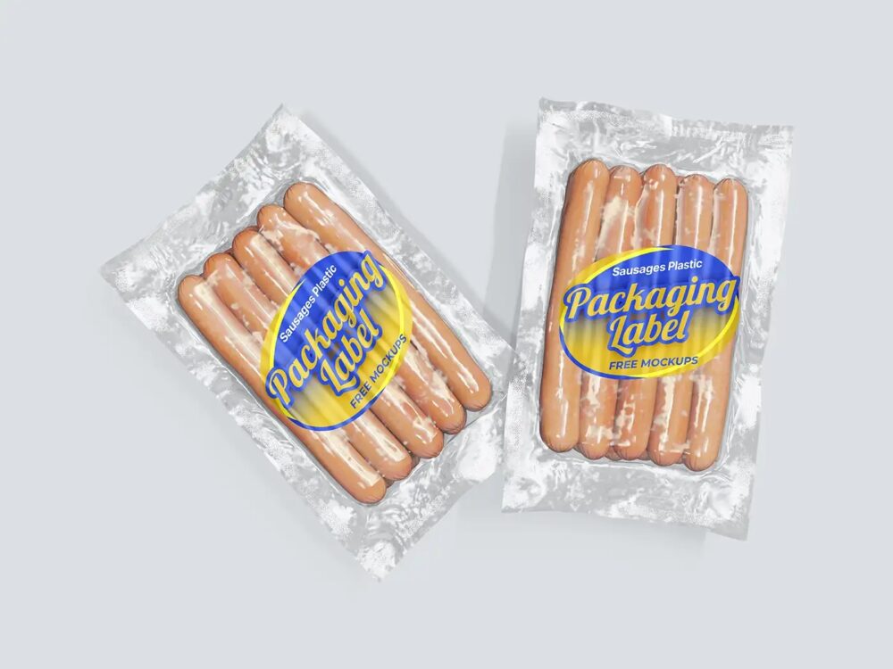 Sausages Plastic Packaging Label Mockup