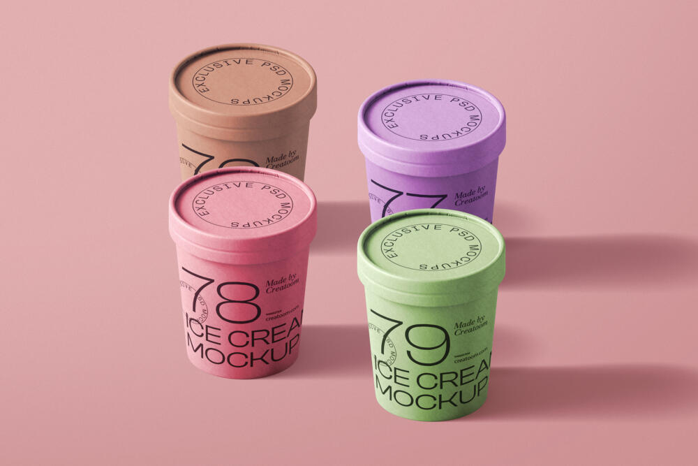 Scene With Ice Cream Packaging Mockup Isometric