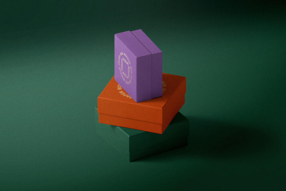 Scene With Three Box Mockups V12 Isometric