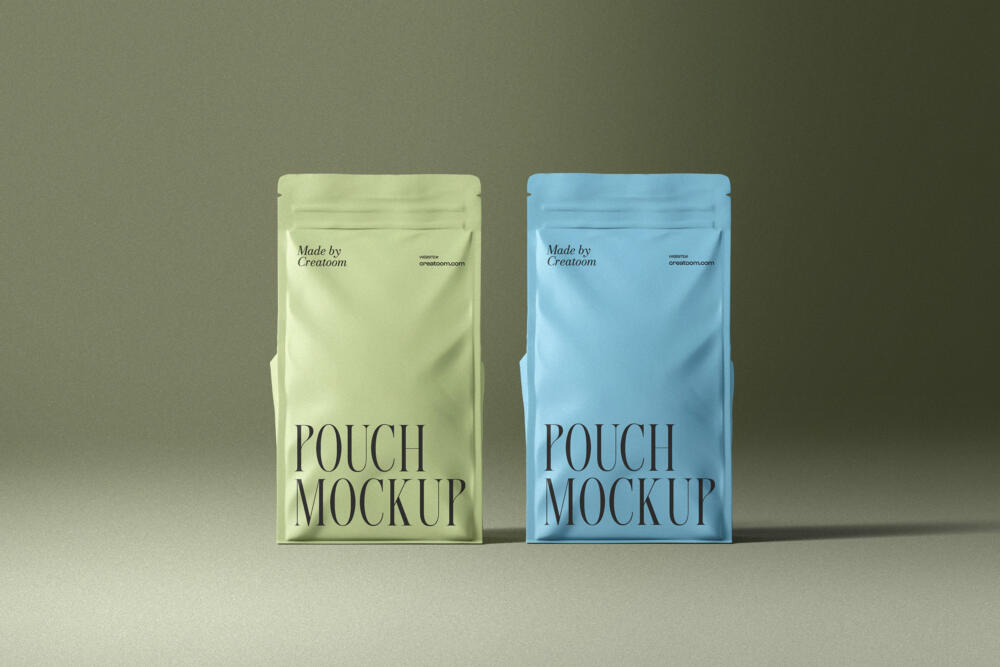 Scene With Two Pouch Mockups Front View