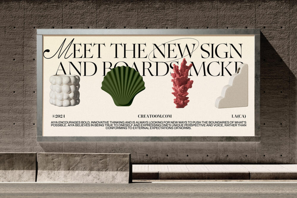 Sidewalk City Billboard Mockup Front View