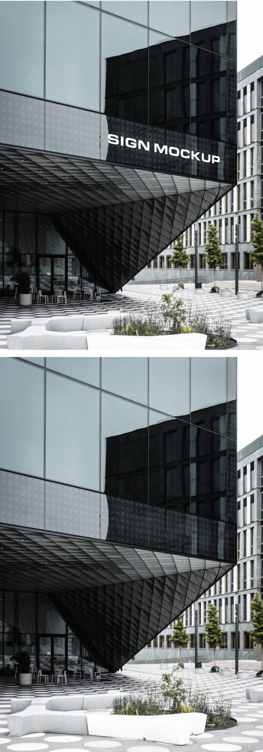 Sign on Corporate Building Mockup