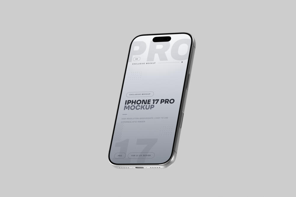 Silver iPhone 17 Pro Mockup Clean Background