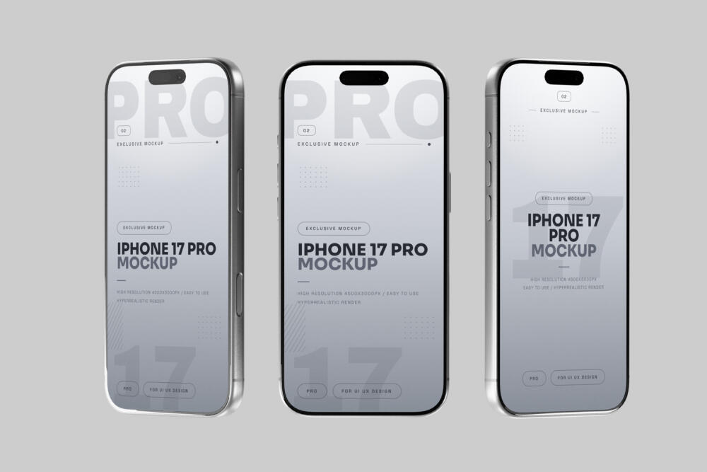 Silver iPhone 17 Pro Mockup Front View