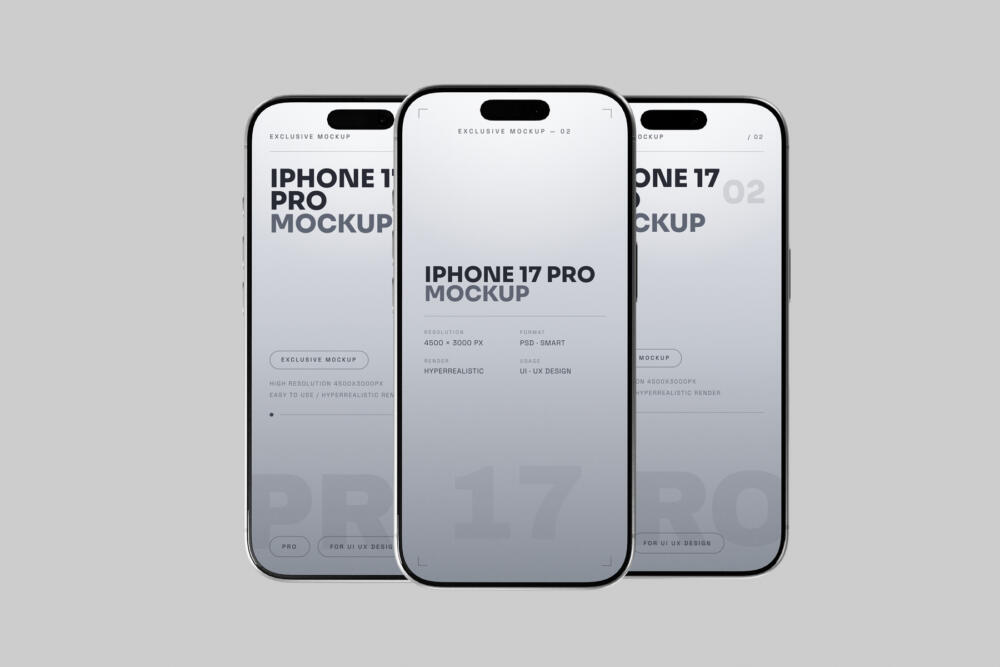 Silver iPhone 17 Pro Mockup On Minimal Background