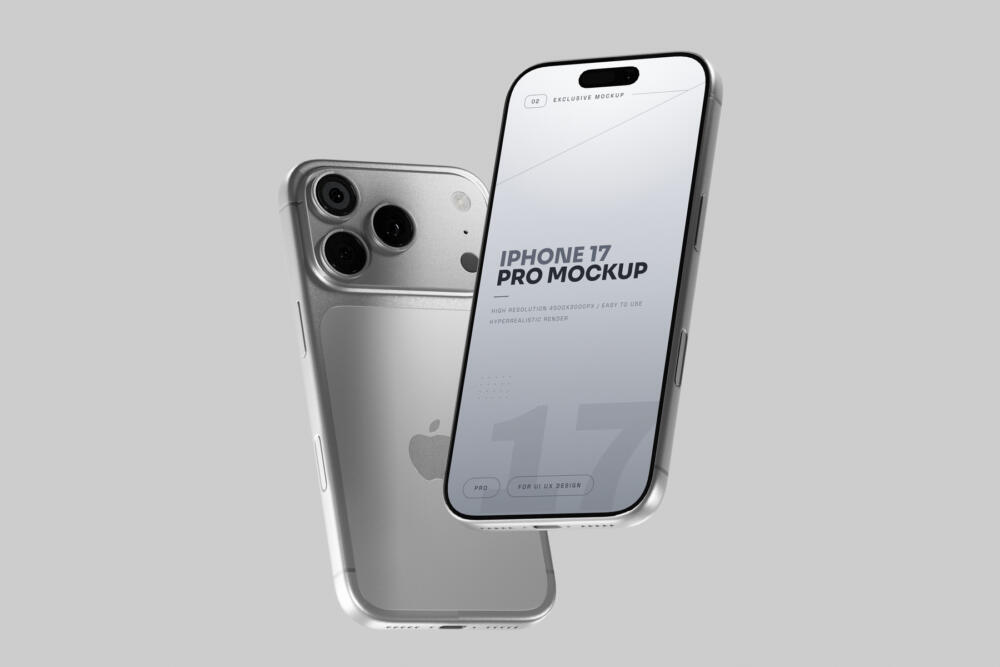 Silver iPhone 17 Pro Mockup Soft Studio Light