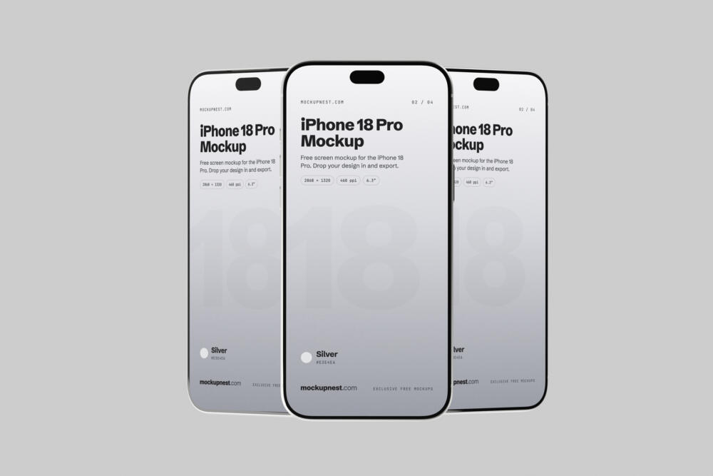Silver iPhone 18 Pro Mockup