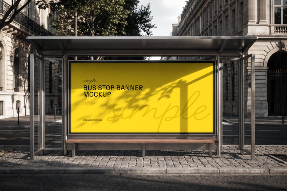 Simple Bus Stop Banner Mockup
