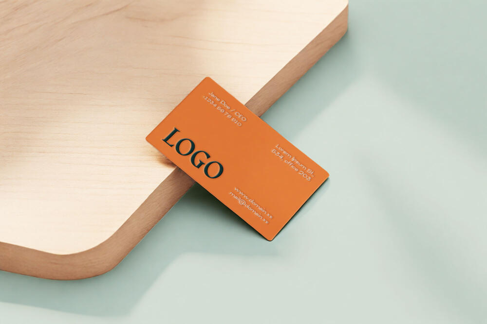 Slice Wood Business Card Mockup