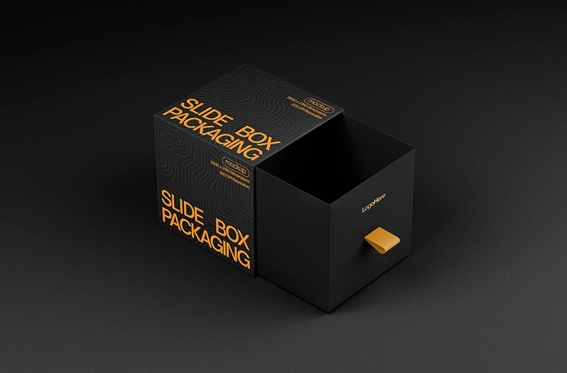 Slide Box Packaging Mockup, PSD