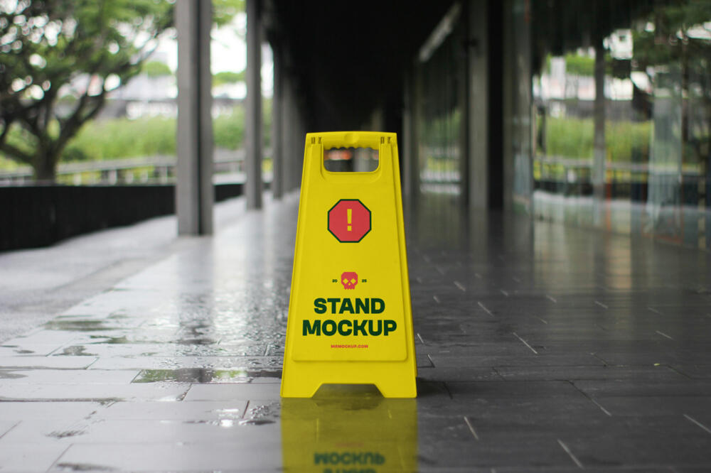 Slippery Sign Mockup