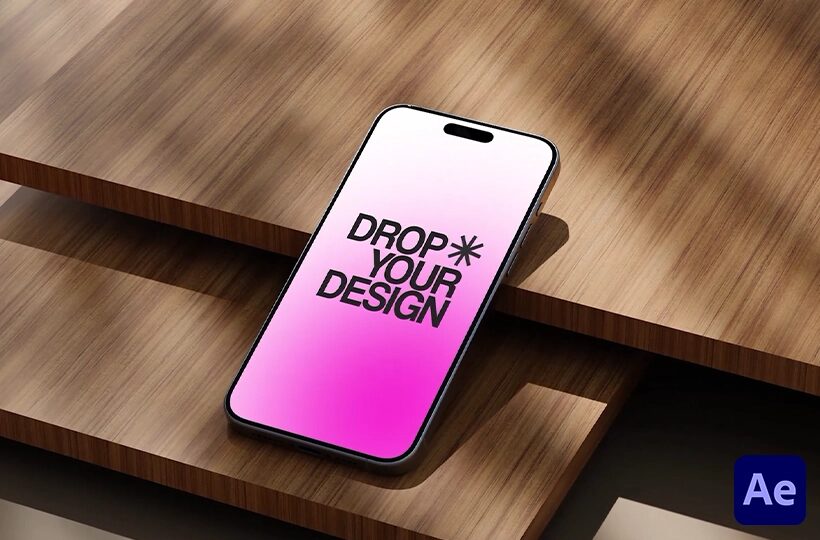 Smart Phone Mockup Animation on a Wooden Panel