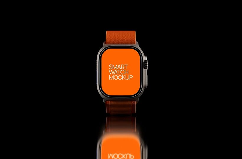 Smart Watch Mockup on a Reflective Surface