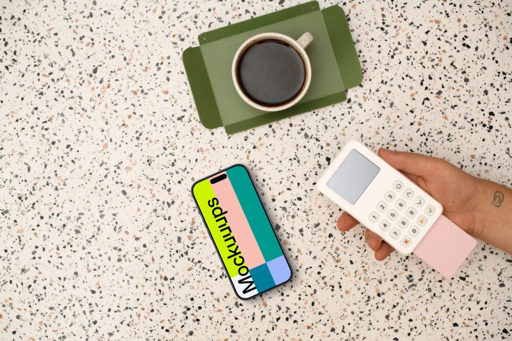 Smartphone Mockup with Credit Card Terminal
