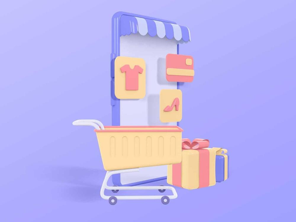 Smartphone Online Shop 3D Illustration Left View