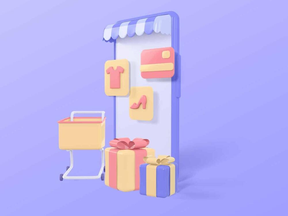 Smartphone Online Shop 3D Illustration Right View