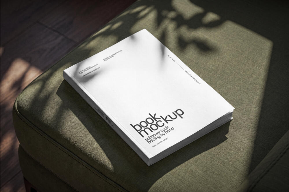 Softcover Book Mockup On Sofa