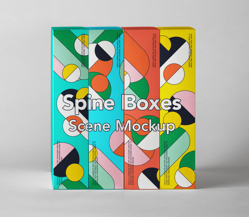Spine Psd Boxes Packaging Mockup Set