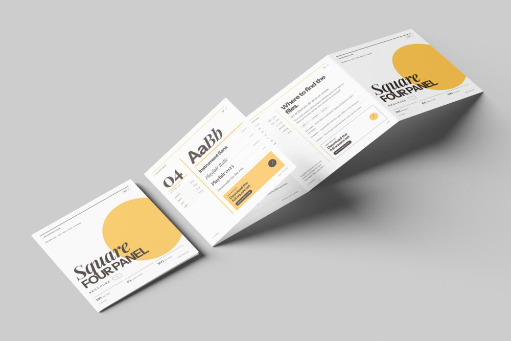Square 4 Fold Accordion Leaflet Mockup