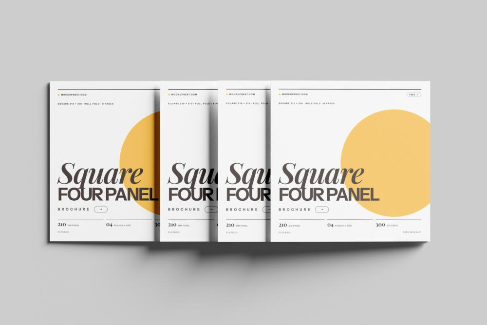 Square 4 Panel Accordion Flyer Mockup