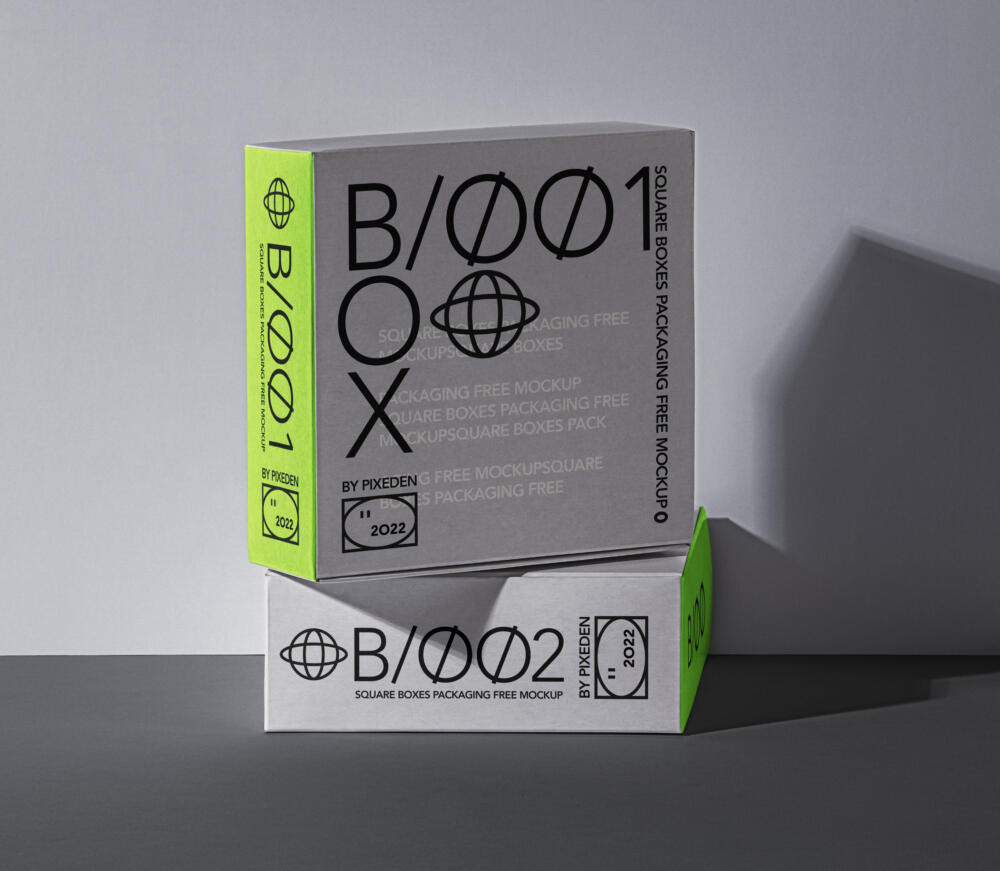 Square Boxes Packaging Psd Mockup Set