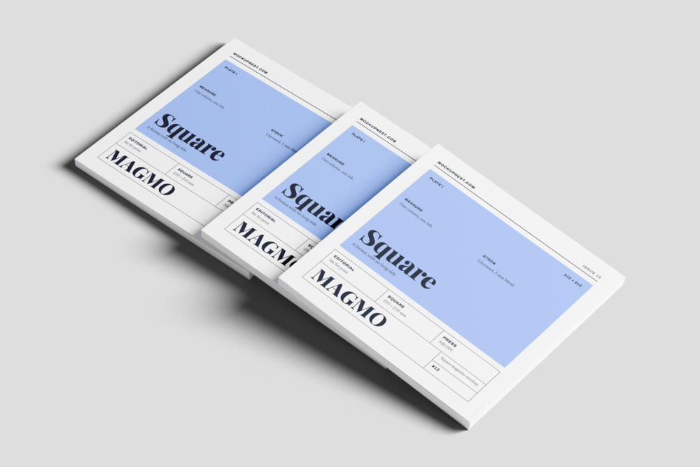 Square Branding Magazine Mockup PSD On Minimal Background