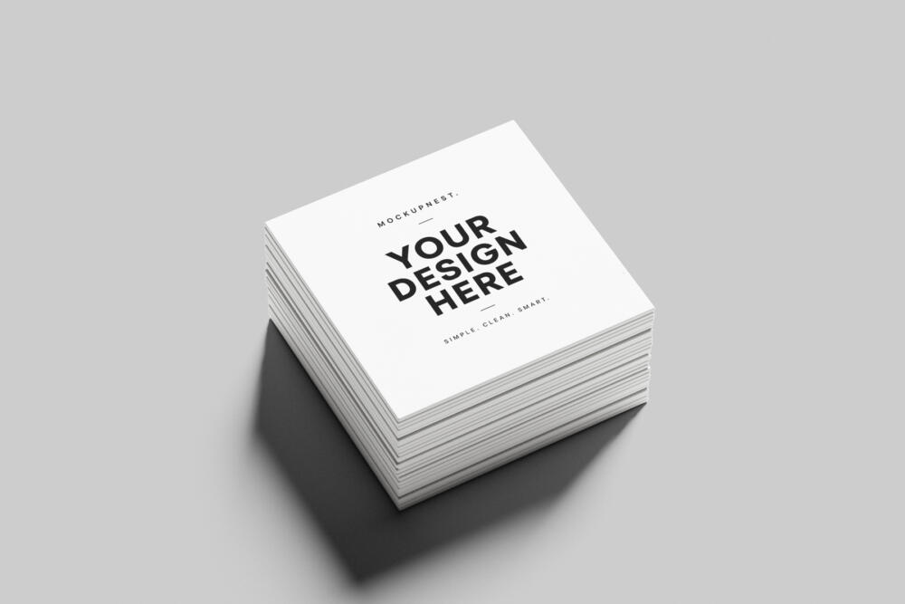 Square Business Card Mockup Stack
