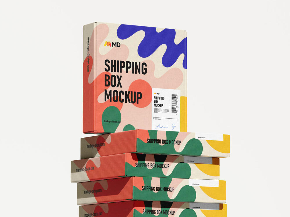 Square corrugated shipping box mockup