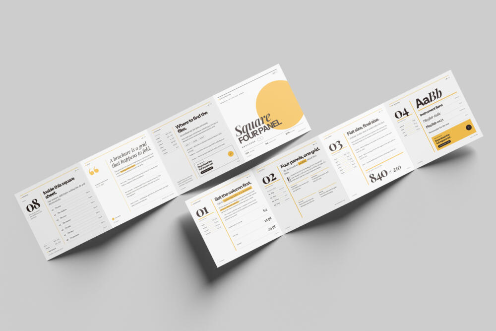 Square Four Panel Accordion Flyer Mockup