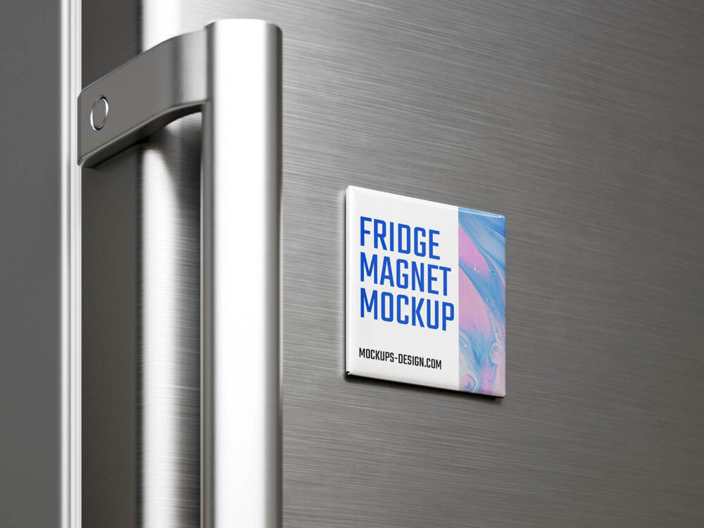 square fridge magnet mockup