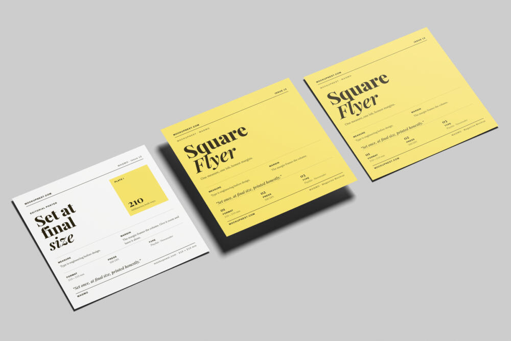 Square Handbill Mockup High Angle View