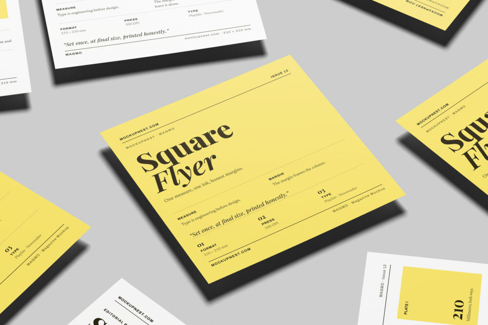 Square Handbill Mockup Minimal Background