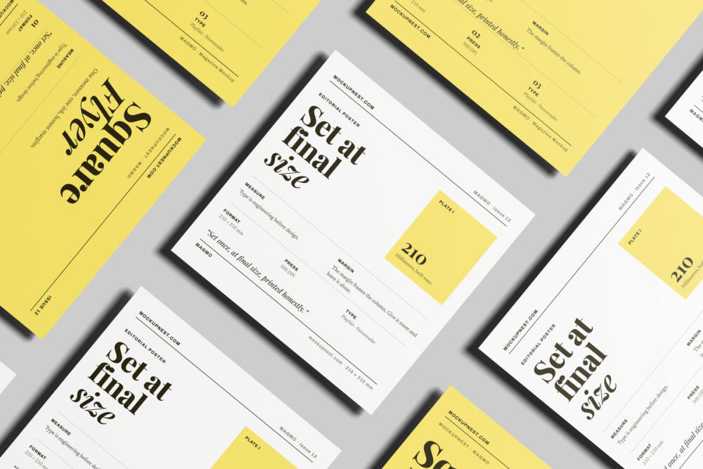 Square Handbill Mockup On Surface