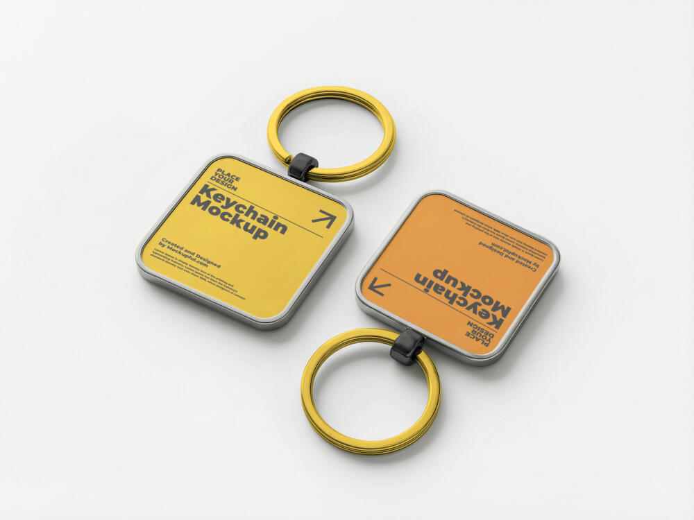 Square Keychain Mockup