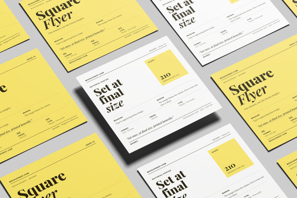 Square Leaflet Mockup Angled View