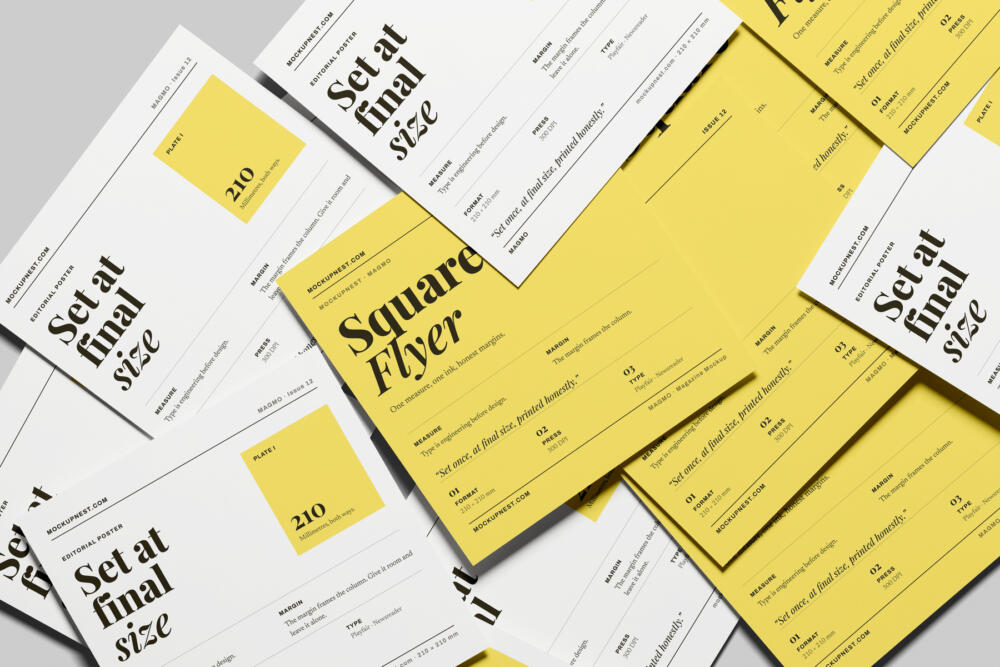 Square Leaflet Mockup From Top View