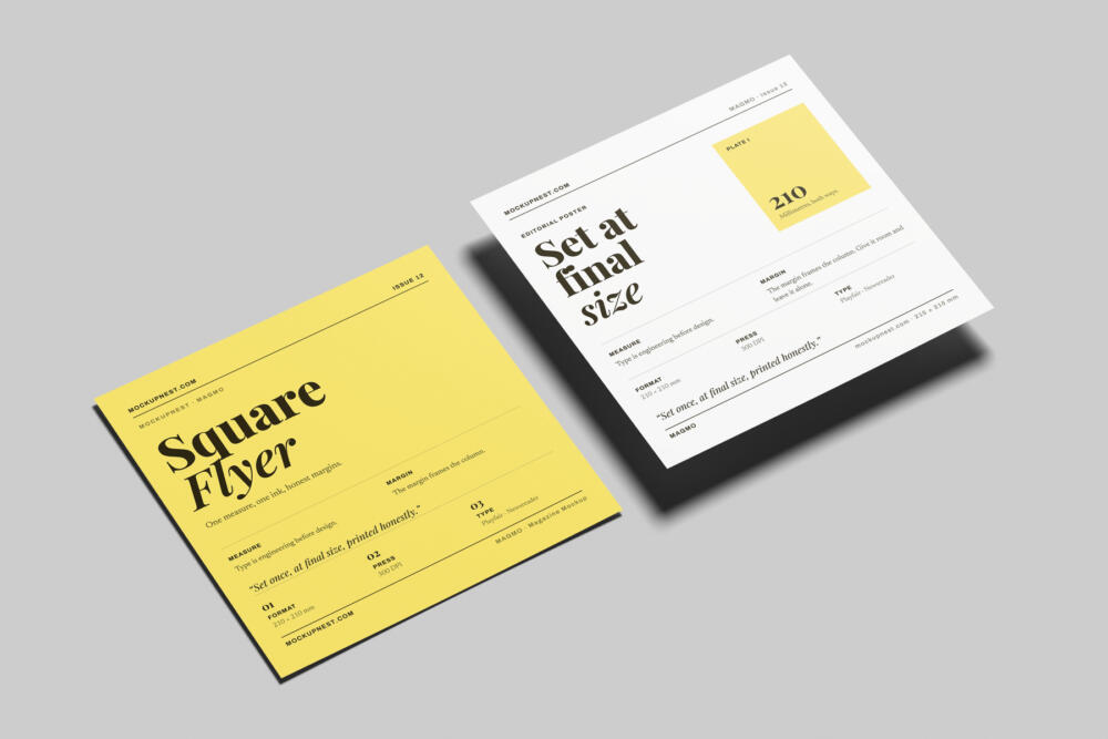 Square Leaflet Mockup On Surface Angled View