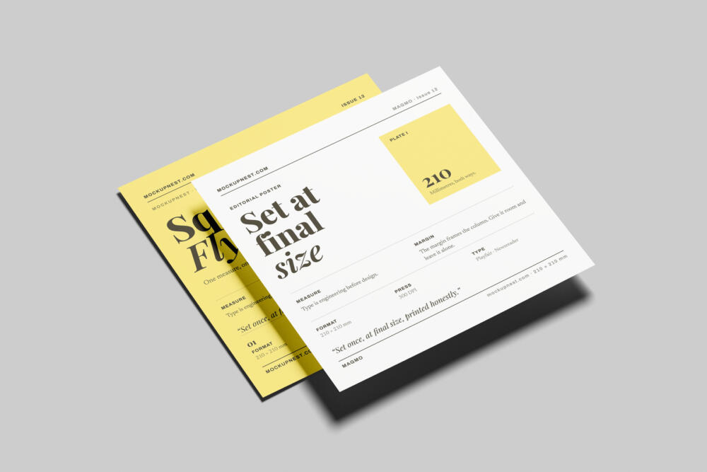 Square Leaflet Mockup On Surface