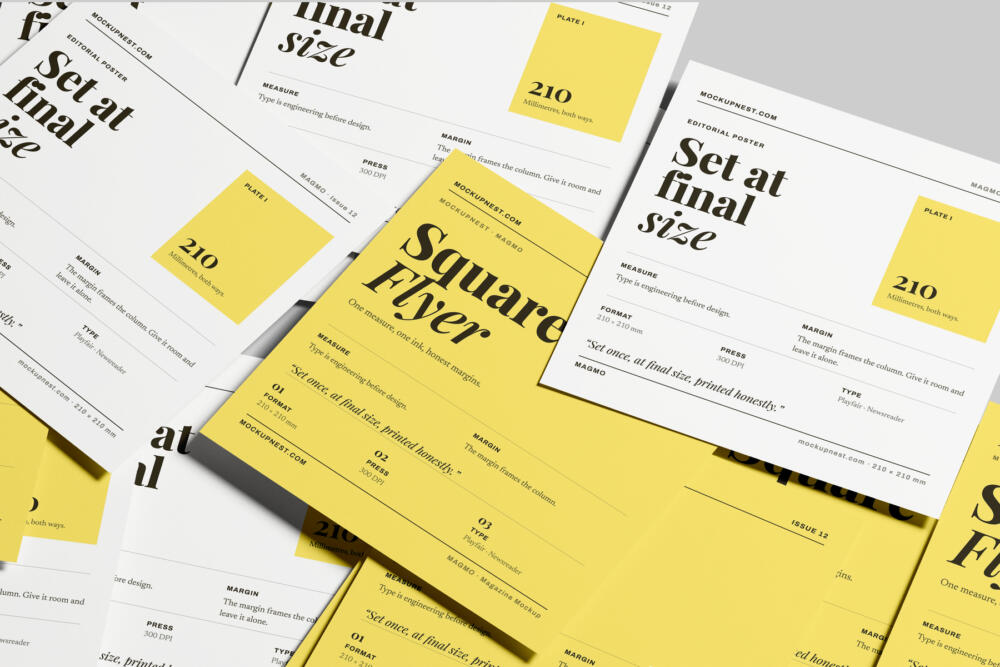 Square Leaflet Mockup Top View