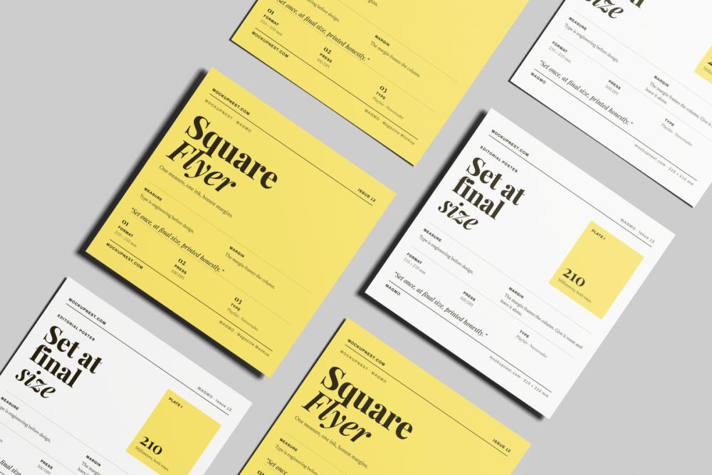 Square Pamphlet Mockup Top View