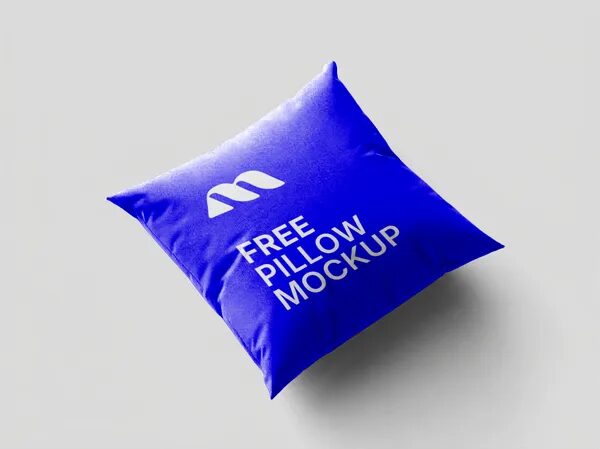Square Pillow Mockup Angled Three Quarter View — Studio (PSD)