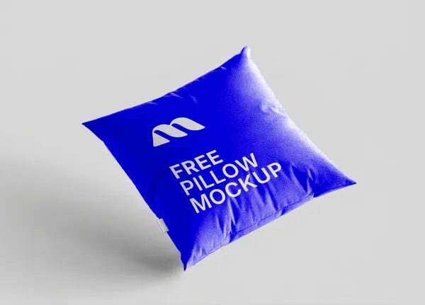 Square Pillow Mockup Floating Diagonal — Studio White (PSD)
